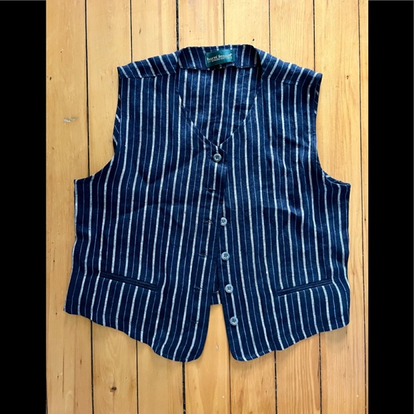 Harve Benard Jackets & Blazers - Harve Benard Blue Striped Vest
